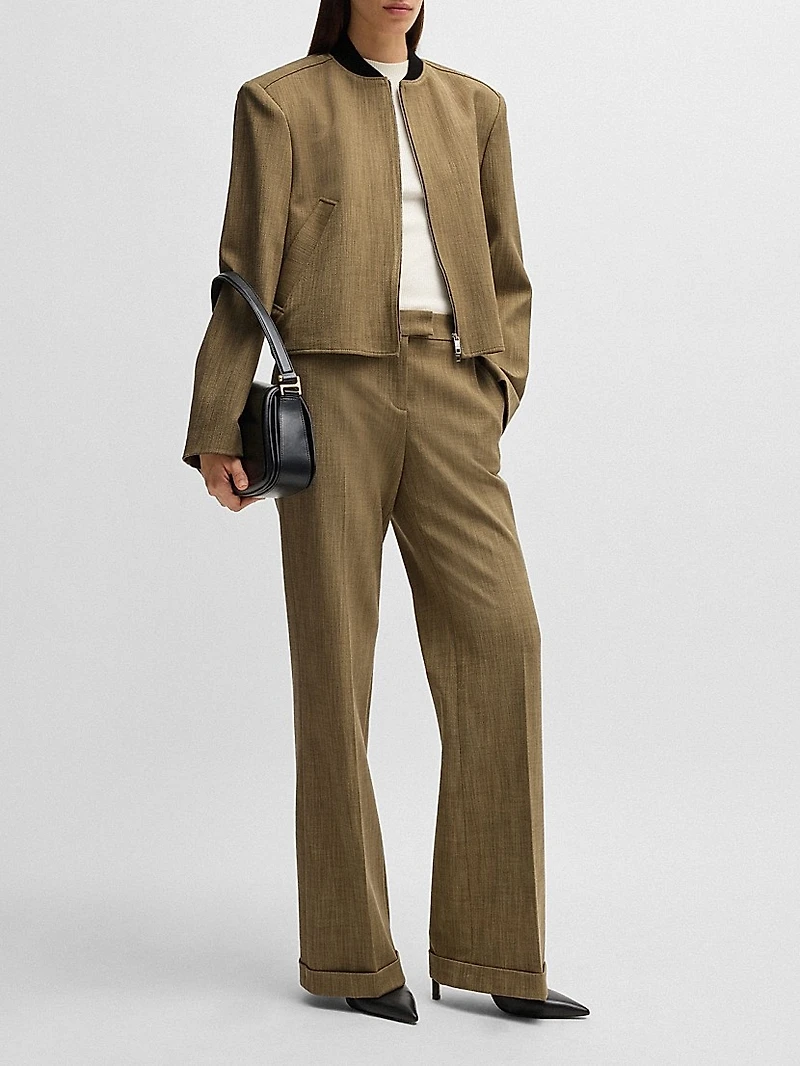 Regular-Fit Trousers Herringbone Stretch Fabric