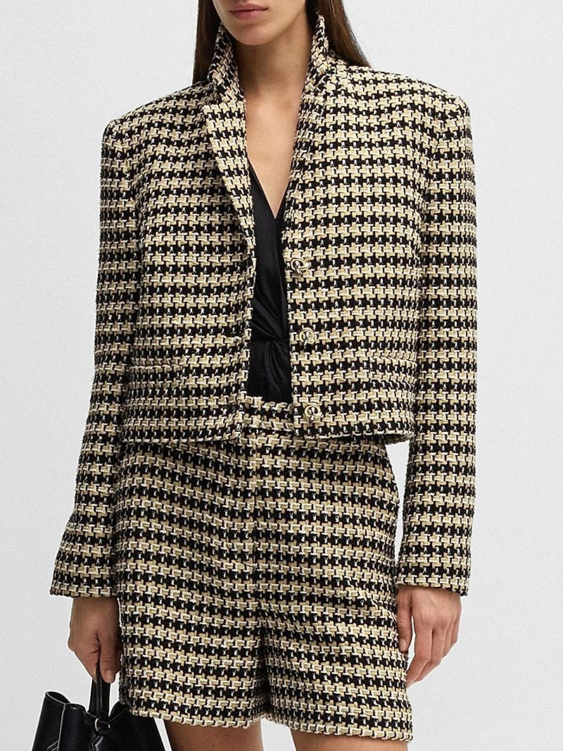 Cropped Regular-Fit Jacket Tweed