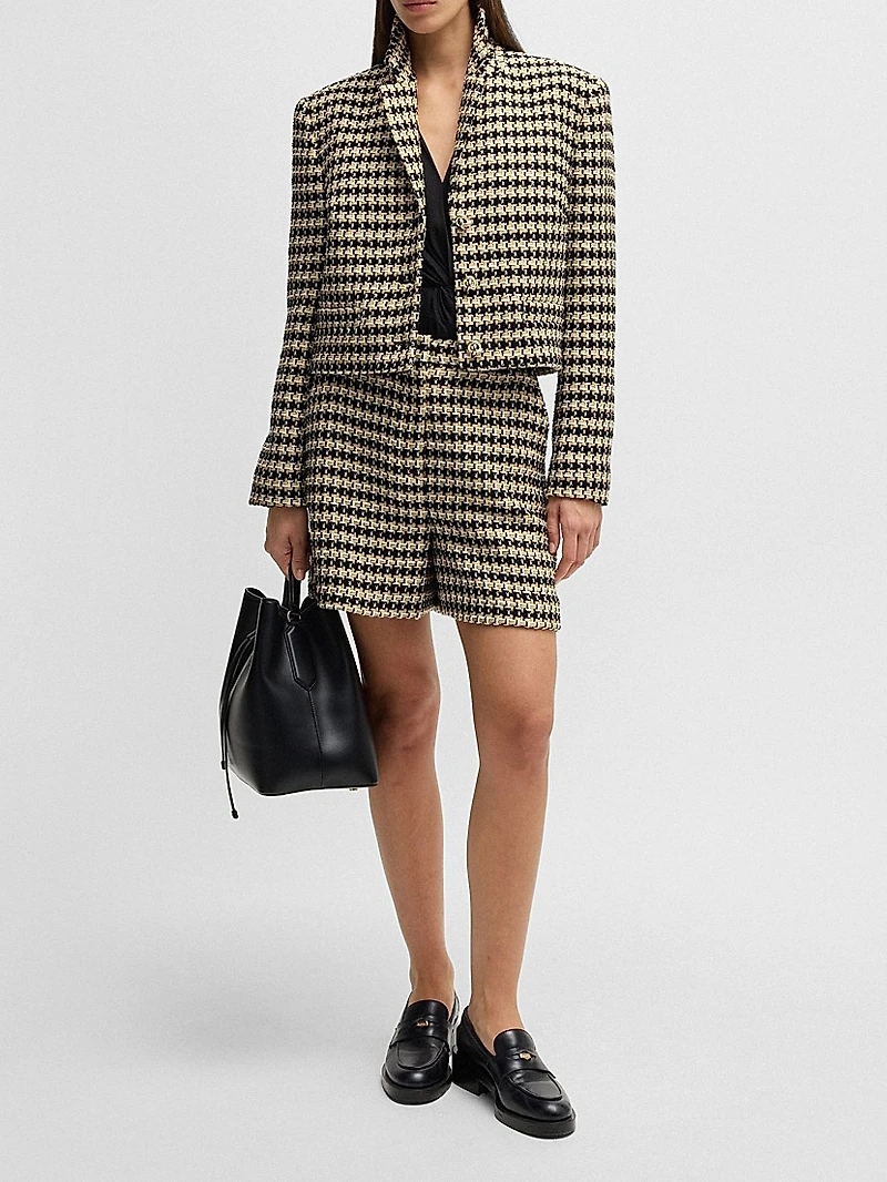 Cropped Regular-Fit Jacket Tweed