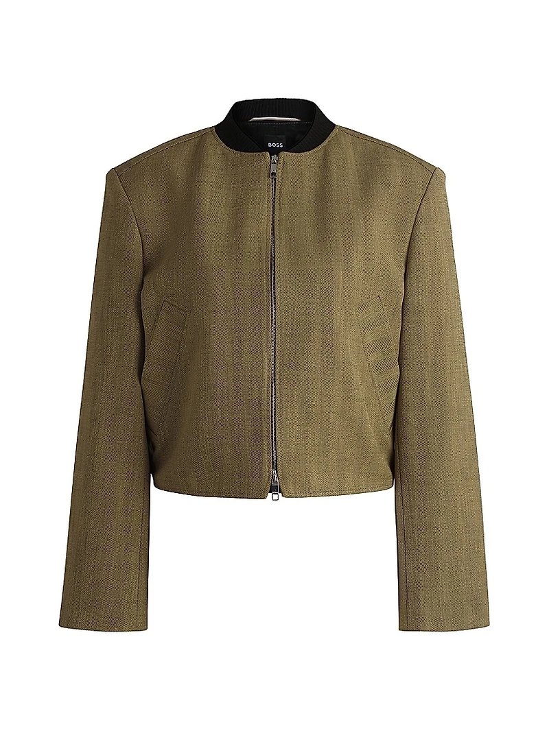 Relaxed-Fit Jacket Herringbone Stretch Fabric
