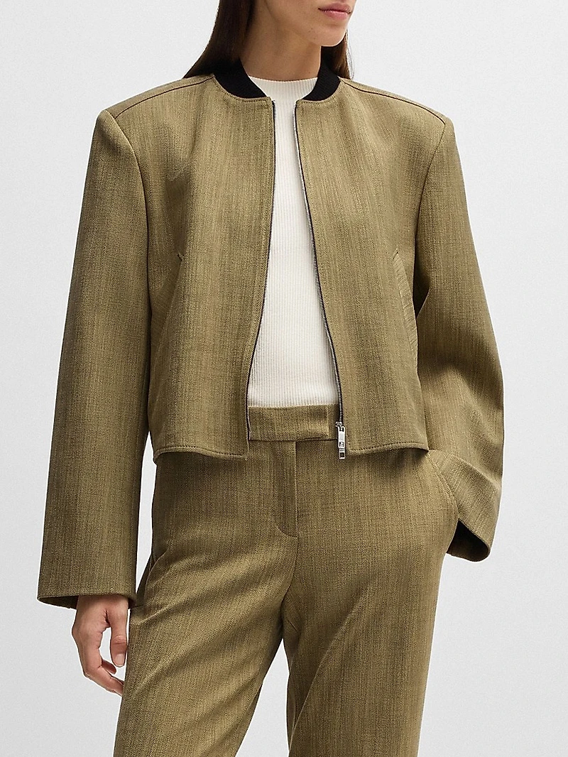 Relaxed-Fit Jacket Herringbone Stretch Fabric