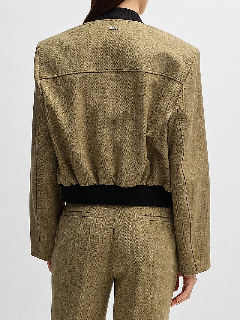 Relaxed-Fit Jacket Herringbone Stretch Fabric