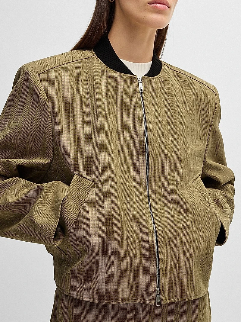 Relaxed-Fit Jacket Herringbone Stretch Fabric