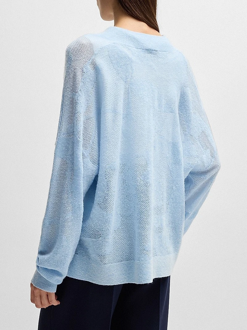 V-Neck Sweater Floral Knitted Jacquard