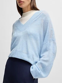 V-Neck Sweater Floral Knitted Jacquard
