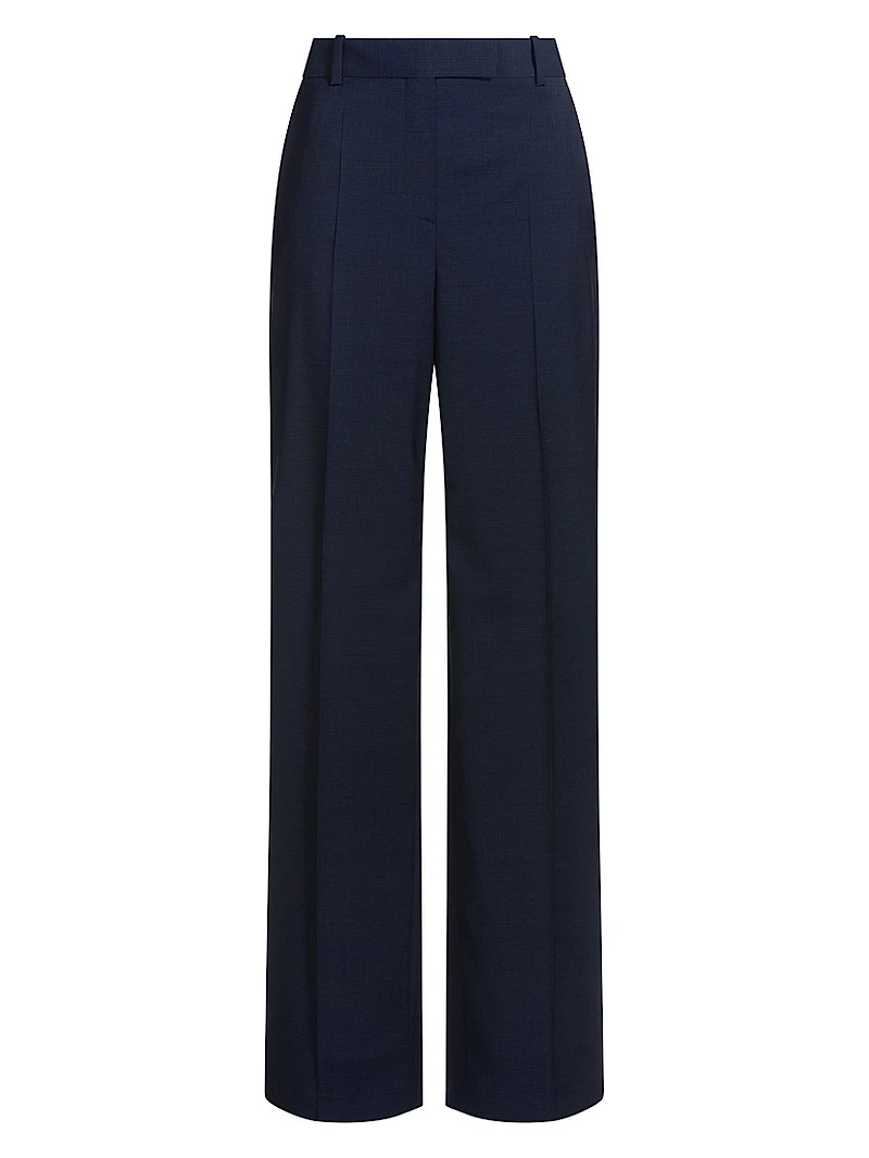 Regular-Fit Trousers in Micro-Check Virgin Wool