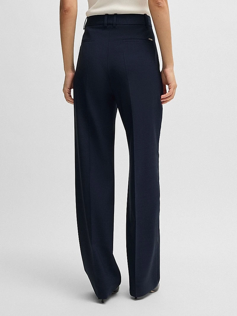 Regular-Fit Trousers in Micro-Check Virgin Wool