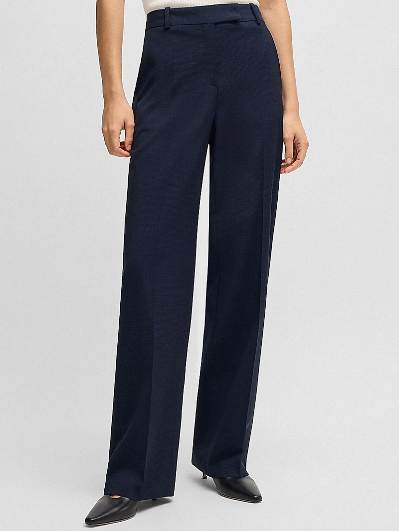 Regular-Fit Trousers in Micro-Check Virgin Wool