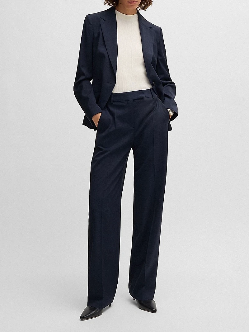 Regular-Fit Trousers in Micro-Check Virgin Wool