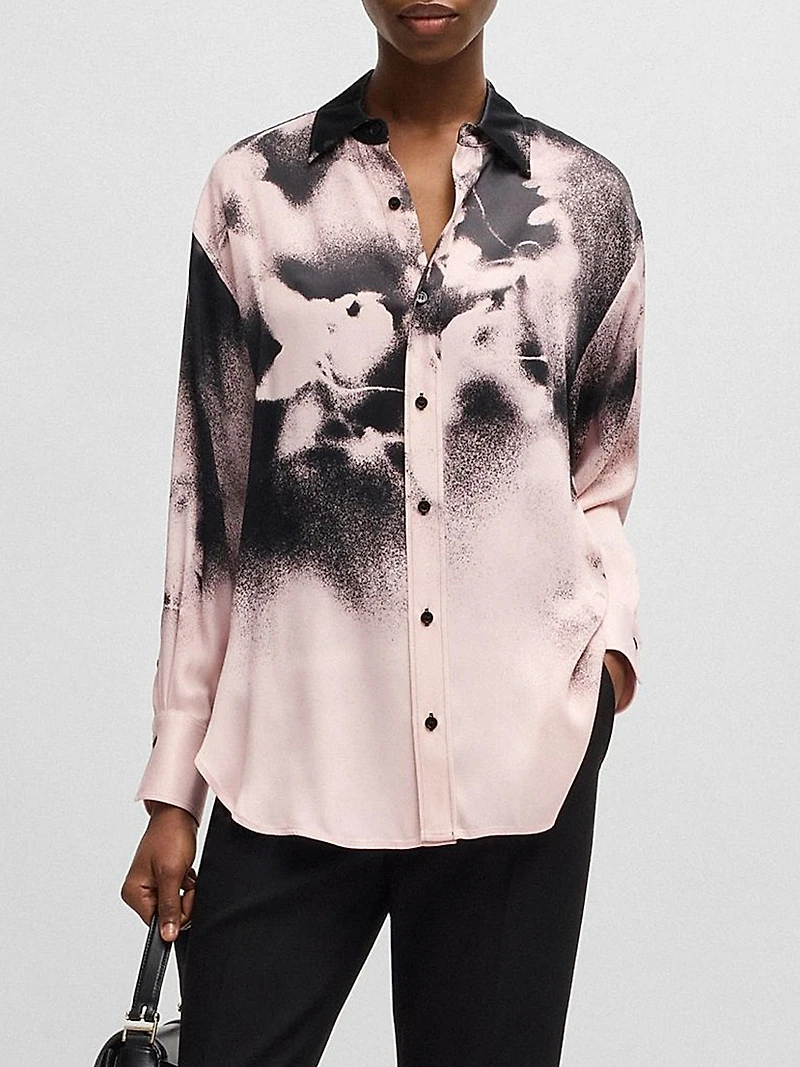 Tailored Blouse with Floral Print