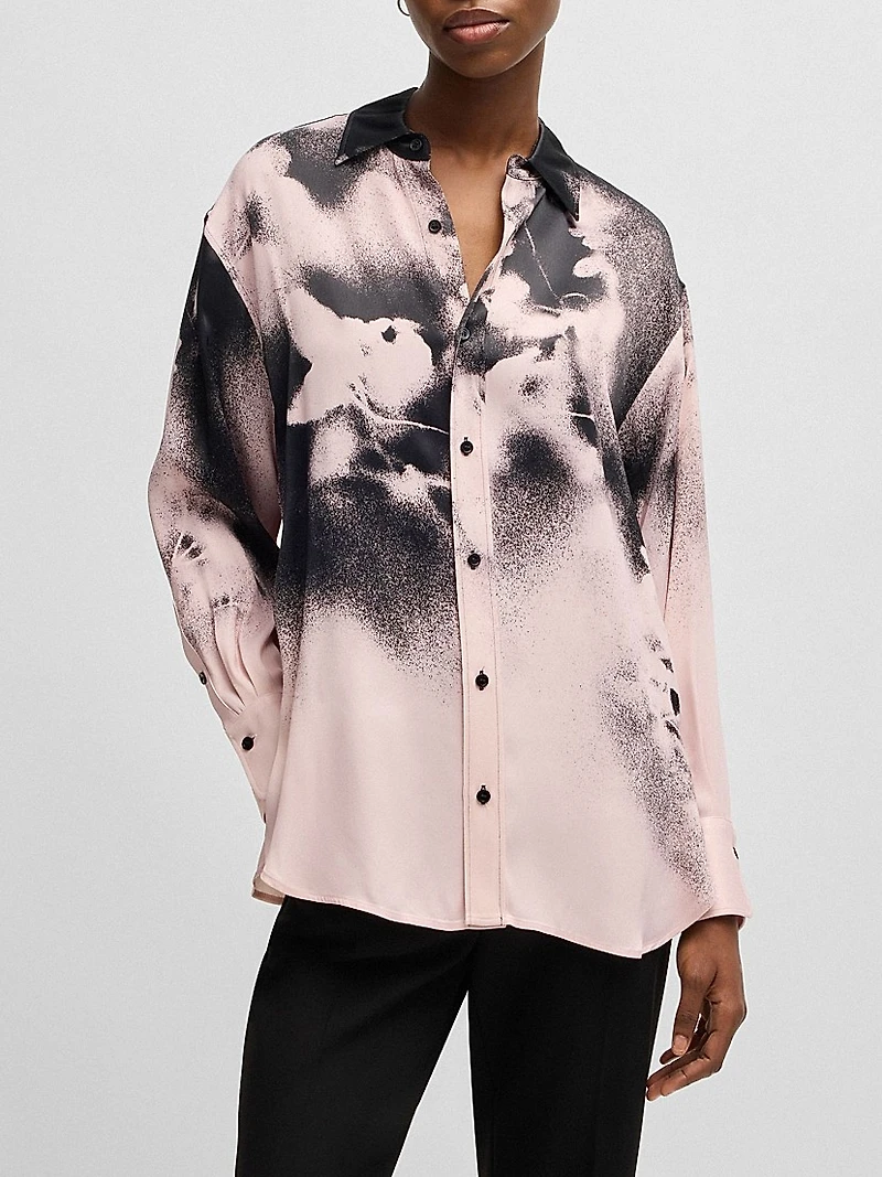 Tailored Blouse with Floral Print