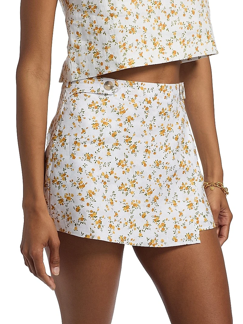 Clover Floral Linen Skort