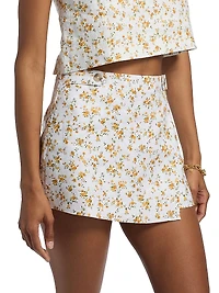 Clover Floral Linen Skort