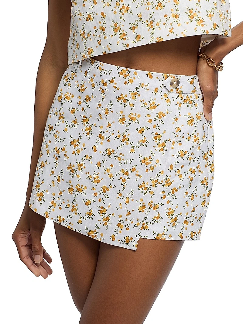 Clover Floral Linen Skort