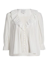 Perry Ruffle-Trim Cotton-Blend Top