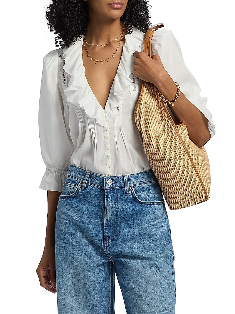 Perry Ruffle-Trim Cotton-Blend Top