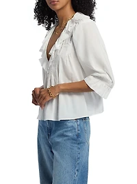 Perry Ruffle-Trim Cotton-Blend Top