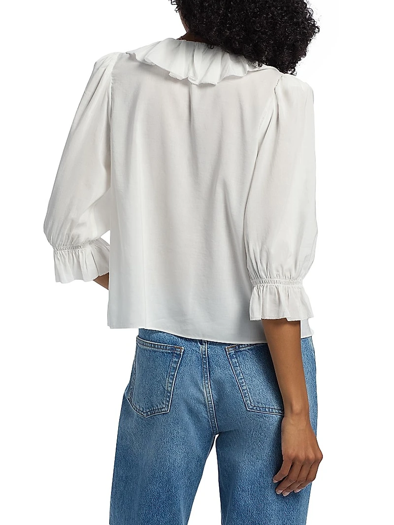 Perry Ruffle-Trim Cotton-Blend Top
