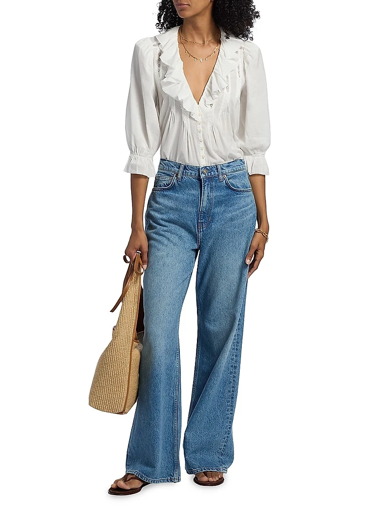 Perry Ruffle-Trim Cotton-Blend Top