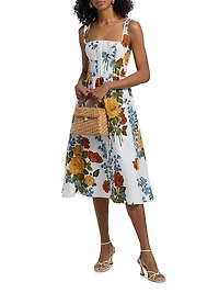 Floral Linen Midi-Dress