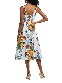 Floral Linen Midi-Dress