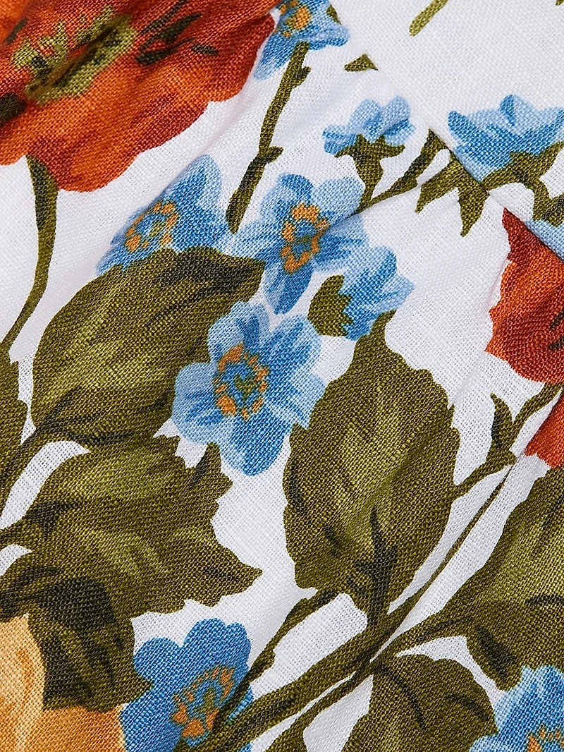 Floral Linen Midi-Dress