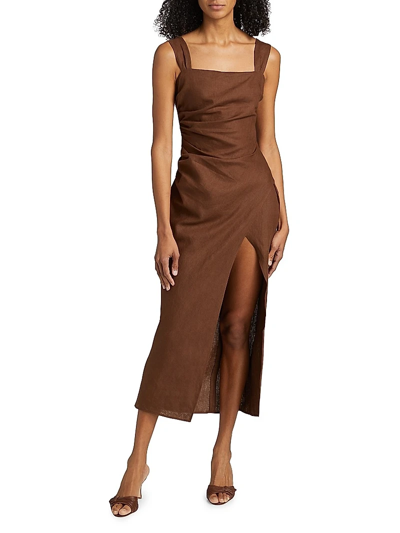 Clemente Linen Midi-Dress