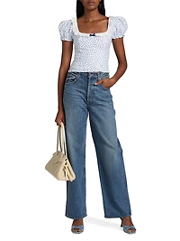 Alice Floral Puff-Sleeve Linen Top