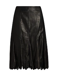 Leather Pleated Midi-Skirt