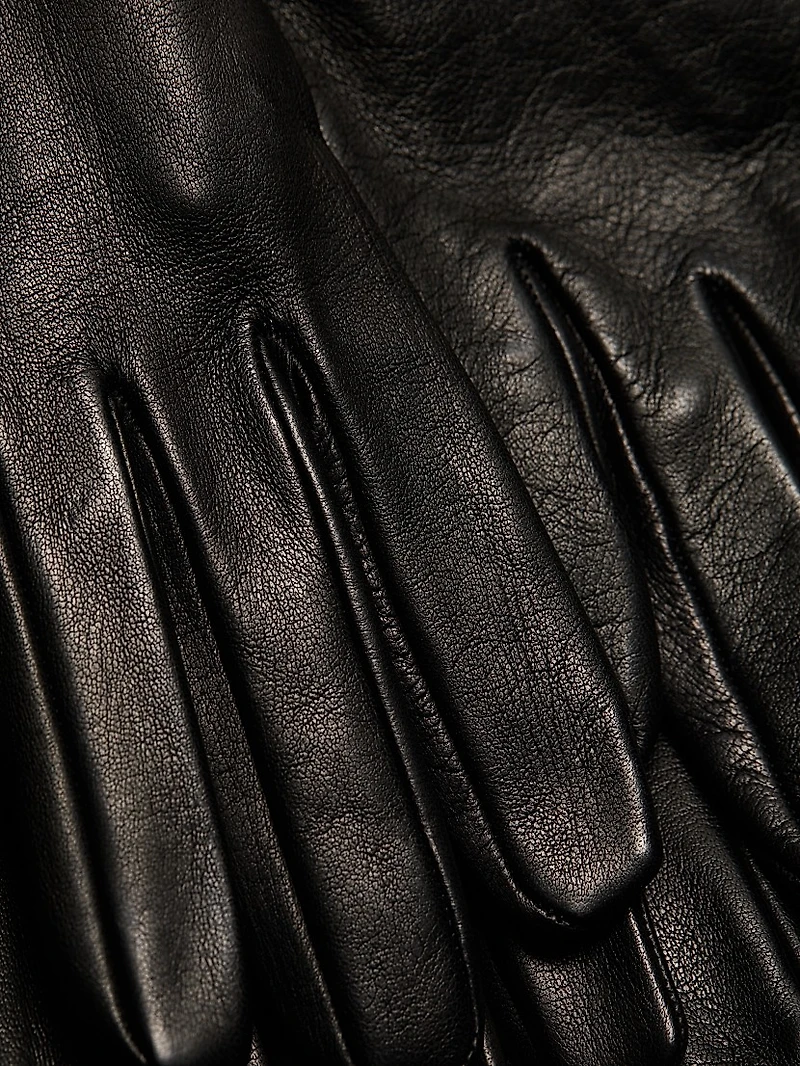 Leather Pleated Midi-Skirt