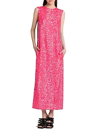 Sequined Mix Media Maxi Dress