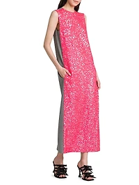 Sequined Mix Media Maxi Dress