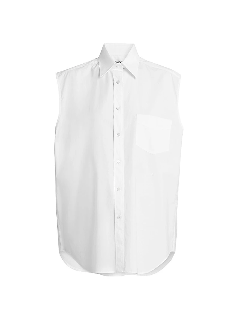 Sleeveless Stretch Poplin Blouse