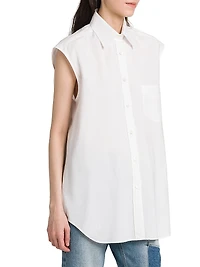 Sleeveless Stretch Poplin Blouse