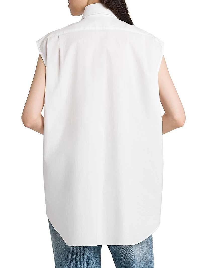 Sleeveless Stretch Poplin Blouse