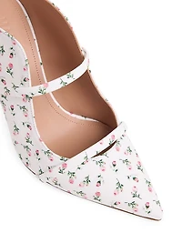 Maureen 85MM Floral-Print Canvas Mules