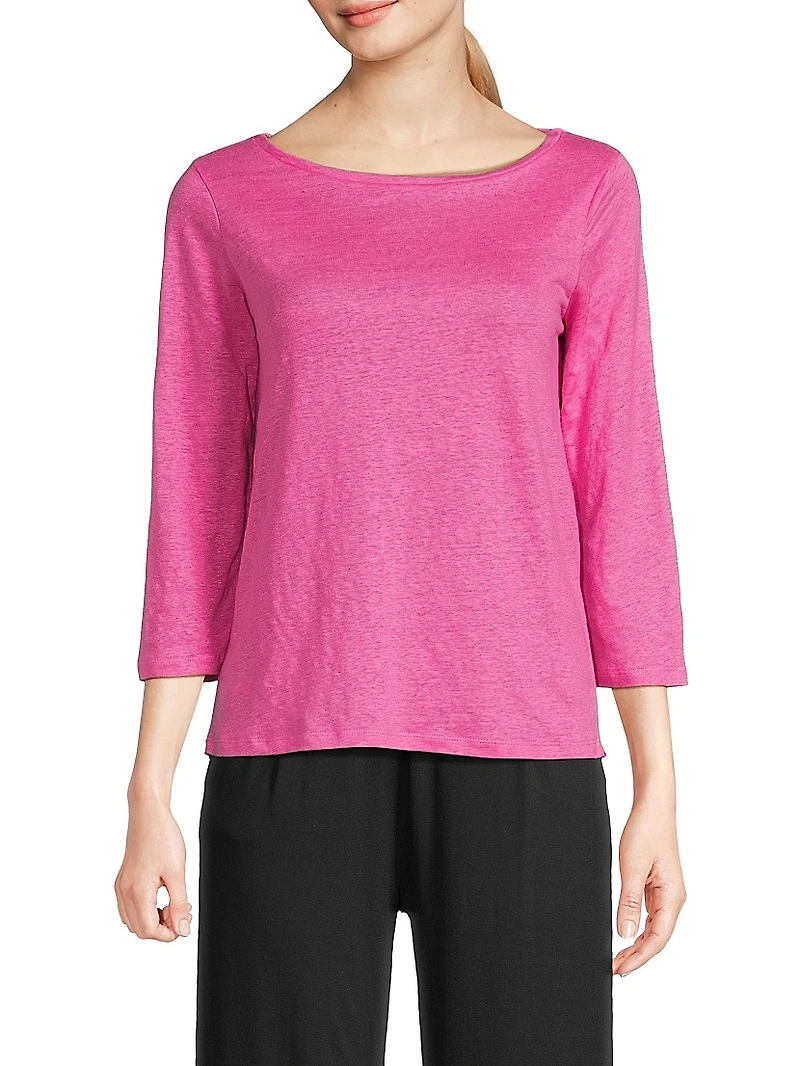 Stretch-Linen Boatneck Top