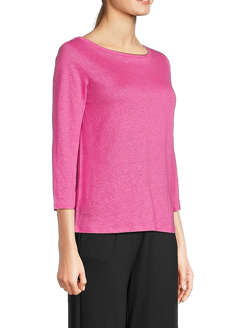 Stretch-Linen Boatneck Top