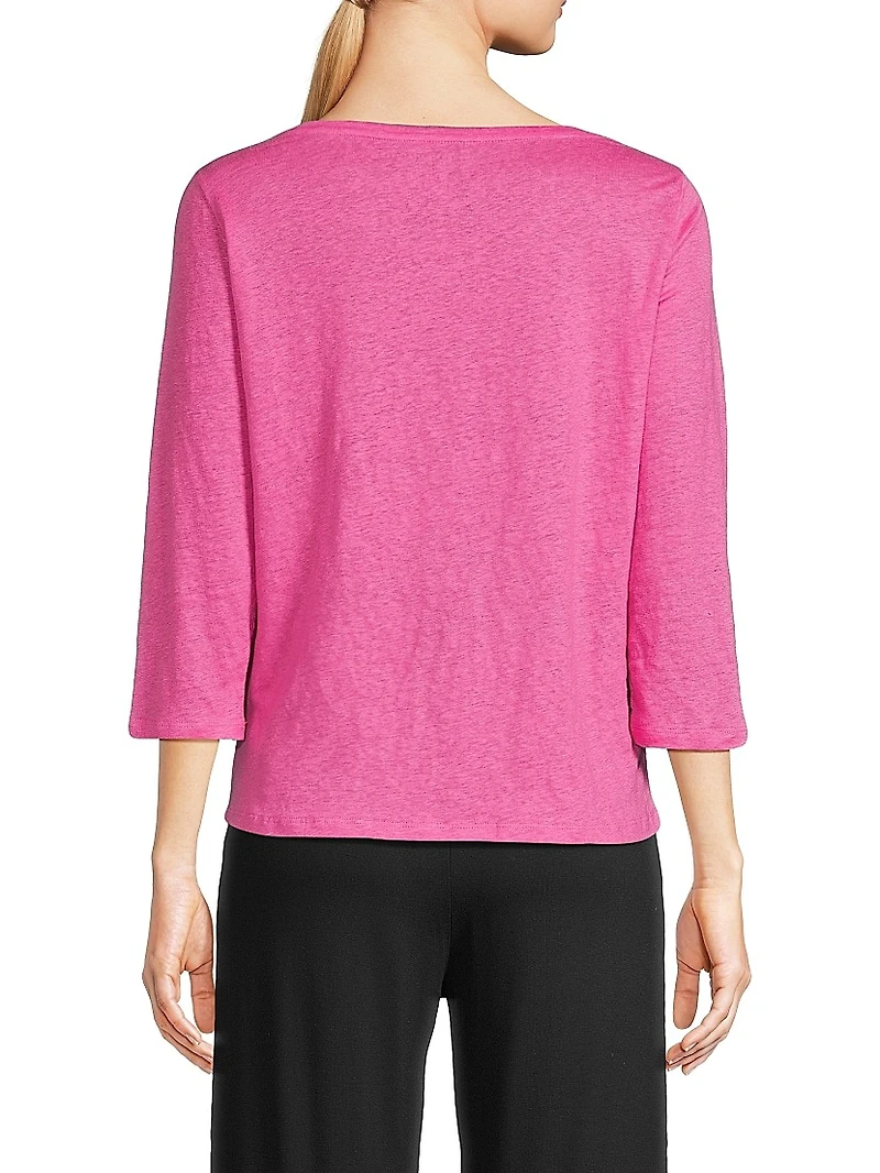 Stretch-Linen Boatneck Top