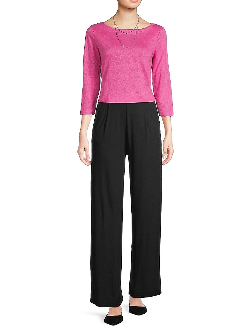 Stretch-Linen Boatneck Top