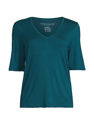 Knit V-Neck T-Shirt