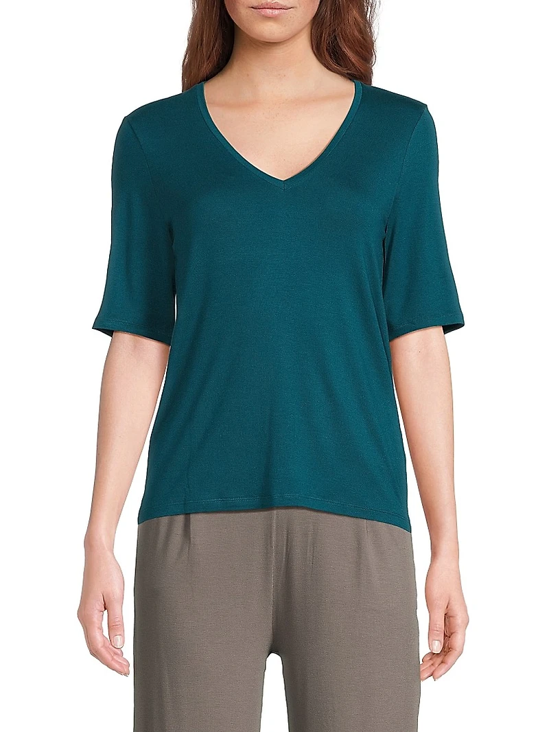 Knit V-Neck T-Shirt