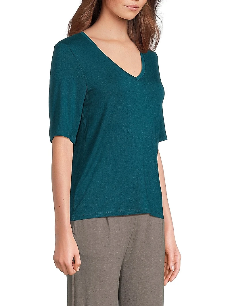 Knit V-Neck T-Shirt