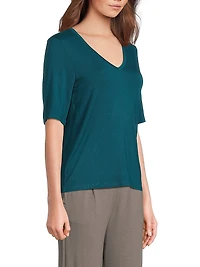 Knit V-Neck T-Shirt