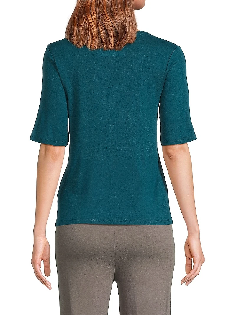 Knit V-Neck T-Shirt