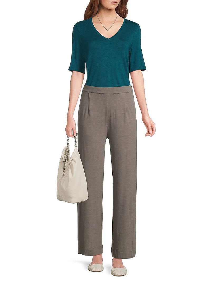 Knit V-Neck T-Shirt