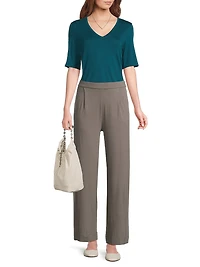 Knit V-Neck T-Shirt