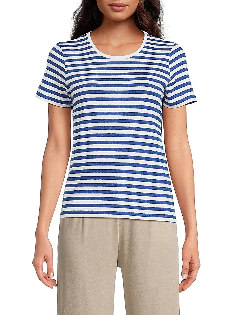 Stretch Linen Striped T-Shirt