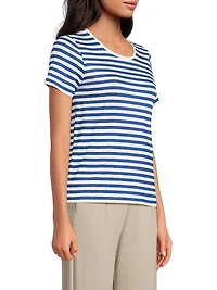 Stretch Linen Striped T-Shirt