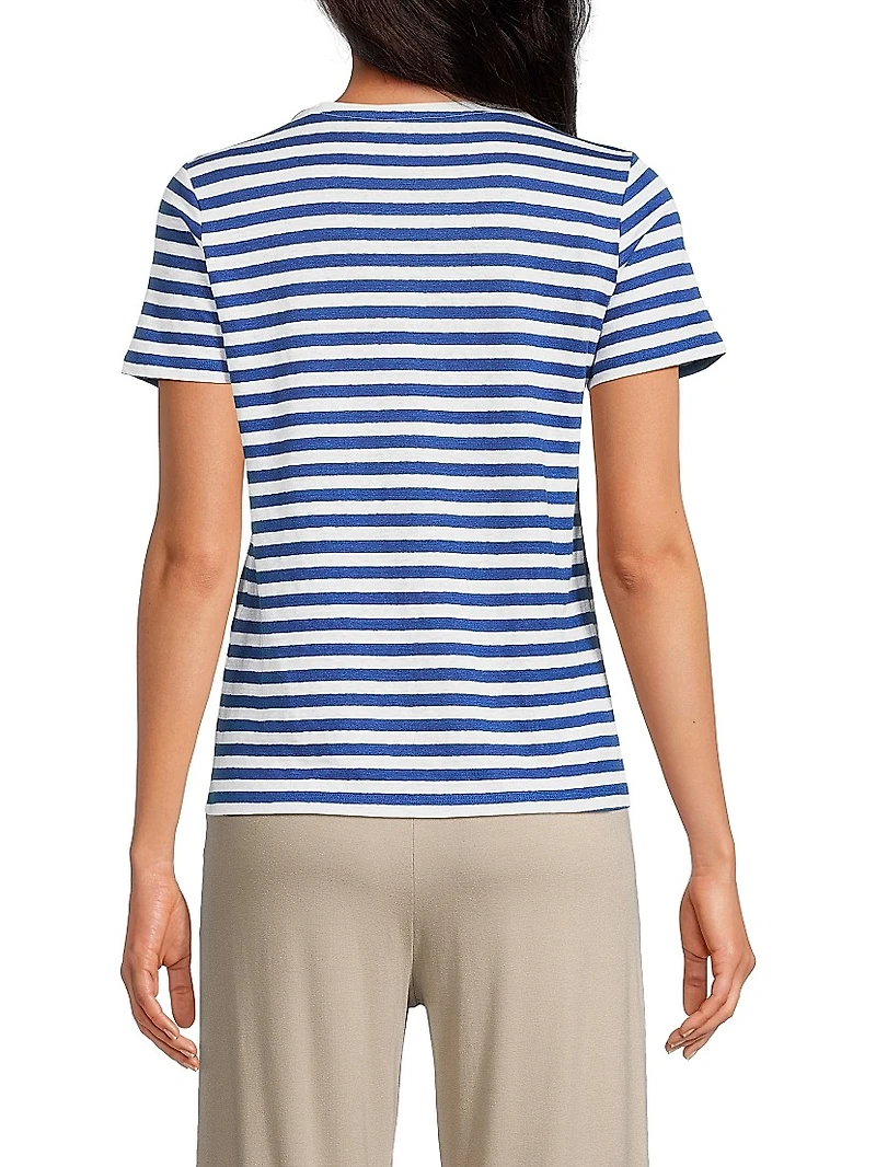 Stretch Linen Striped T-Shirt